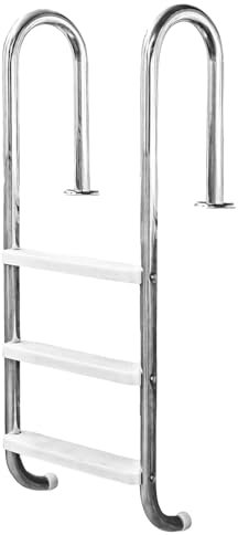 Trend Poolleiter Edelstahl V2A - 3-stufige Einbauleiter - Enge Ausführung mit Kunststoffstufen - Für Tiefbecken - Rostfrei und langlebig