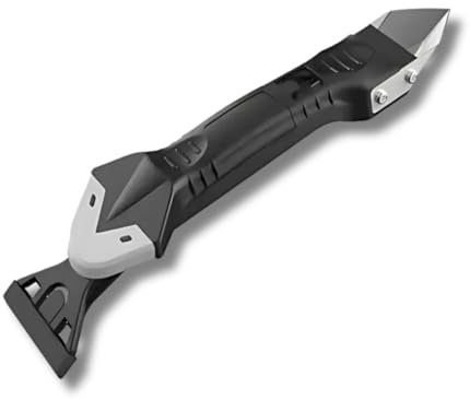 PARENZA. - Strumento per stucco siliconico 3 in 1 - Spatola e raschietto di varie punte per stucco, stucco, resina, acrilico - 5 punte intercambiabili - Finitura perfetta