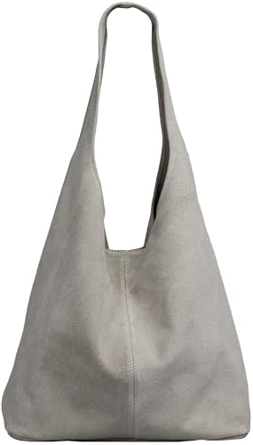 Caspar große Damen Wildleder Tasche Hobo Bag Shopper - CLASSIC LINE - Modell No.767 - Made in Italy