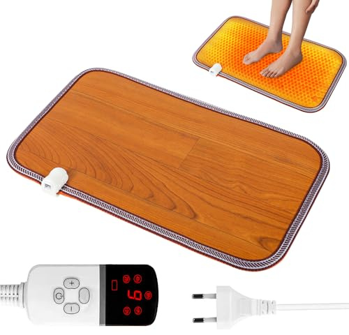 KQWVZ Beheizbare Fußmatte, 50 * 30cm Beheizte Bodenmatte für Fuß Fussboden, Fußheizmatte Mit 9 Stufen Temperatureinstellung und 5 Stufen Zeitsteuerung, Heizmatte Fussboden für Zuhause Büro