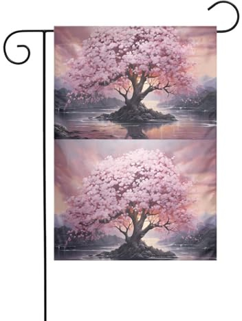 YYHHAOFA Mât de drapeau de jardin imprimé cerisier double face 30,5 x 45,7 cm