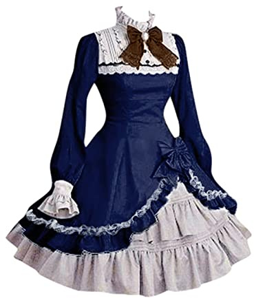 Duohropke Vestido de baile estilo rococó para mujer, vestido gótico victoriano, disfraz de época medieval, varias capas, con encaje, estilo vintage de princesa para cosplay, largo hasta el suelo
