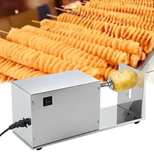 PxkVrin Affettatrice Elettrica A Spirale per Patate, Affettatrice Verdura, in Acciaio Inossidabile, Torre Rotante, può Essere utilizzato per Uso Domestico E Commerciale nei Ristoranti.