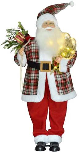 HOMCOM 133cm Tall Animated Santa Claus, Sound Activated Christmas Decoration with Light Up Ornament, Laughing Effect and Festive Music for Party