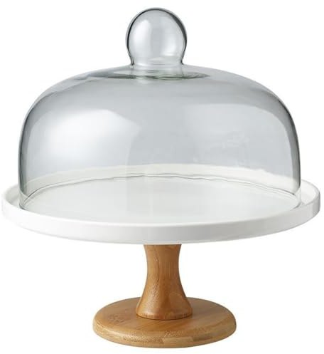 Gcroet 8 Inch Cake Stand with Clear Glass Lid Detachable Cake Dome Multi-functional Holder for Party Dessert Cheese Fruit Display and Storage.