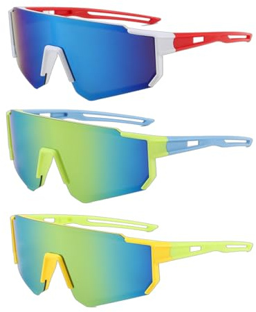 Cyberwork 3 occhiali da ciclismo per bambini, occhiali da sole per bambini, protezione UV400, occhiali sportivi polarizzati per ragazzi e ragazze, ideali per ciclismo, pesca, golf, escursionismo