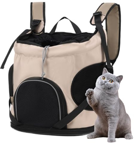 Gcerfby Katzenrucksack,Multifunktional Tragbar Atmungsaktiv Haustierzubehör | Auch Als Hunderucksack Nutzbar,Für Tierarztbesuch Outdoor Spaziergänge Krallenschneiden Transport Auto Flugzeug Ausflug