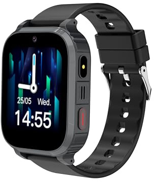 Ruopoem Smartwatch Kinder, 4G Kinder Smartwatch mit GPS und Telefon, IP68 Kinderuhr Anruffunktion SOS Spiel Wecker Schulmodus SIM Handy, Smart Watch Geschenke für Mädchen Jungen