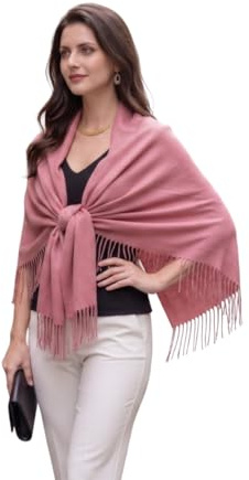 LA FERANI Damen Kaschmir Schal dünn leicht Herbst Winter 200x70 Kaschmirschal Stola für formell stilvoll elegant einfarbig extra geschmeidig Uni Farbe Damenschal