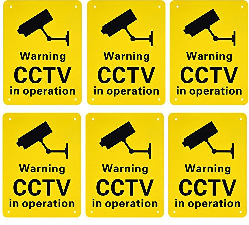 Austor Pre-Drilled CCTV In Operation Sign, Rigid Plastic Signs for Outdoor Use, 150 x 200 mm, 6 Pack