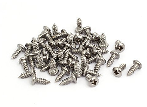 sourcingmap M4x10mm 304 Stainless Steel Phillips Round Pan Head Self Tapping Screws 50pcs