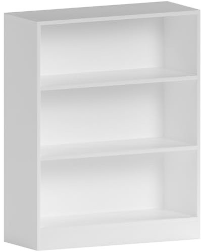 Vida Designs Cambridge Bücherregal mit 3 Ebenen, niedrig, weiß, Holz-Regaleinheit für Büro, Wohnzimmermöbel, 75 x 60 x 24 cm