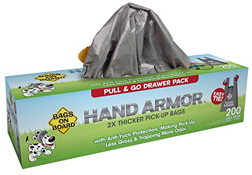 Bags on Board Dog Poop Bags - Extra Thick Waste Pickup Bags with Easy Tie Handles - Easy Dispensing Drawer Pack - 200 Count