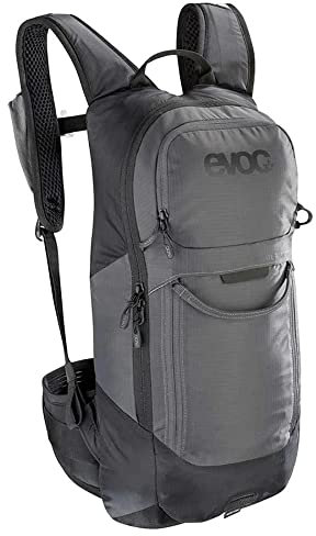 EVOC FR LITE RACE 10 Protektor-Rucksack ideal für Enduro-Rennen, Backpack (Fahrradrucksack mit LITESHIELD BACK Rückenprotektor, LITESHIELD SYSTEM AIR, Werkzeugfach, Größe: S), Carbon Grey/Black