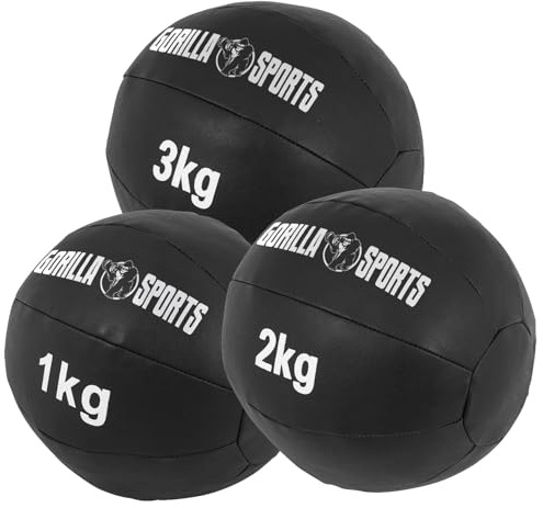 GORILLA SPORTS® Medizinball 1–10 kg, einzeln oder im Set, 29 cm, Kunstleder