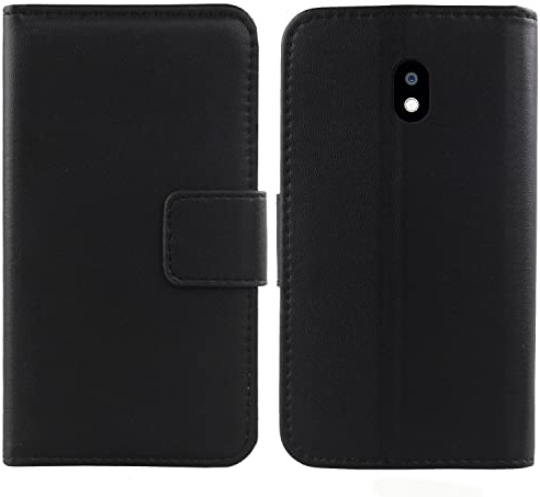 Gukas Echt Leder Tasche Für Cat S42 / S42 H+ 5.5 TPU Silikon Hülle Handy Flip Lederhülle Handyhülle Brieftasche Kartenfächer Schutz Premium Case Cover Etui (Schwarz)
