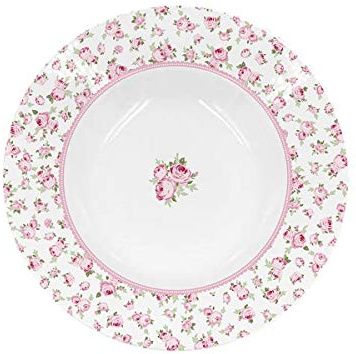 ISABELLE ROSE Plato hondo de porcelana Shabby Chic blanco con flores 22 cm IRPOR096