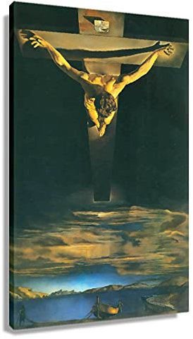 Salvador Dali Poster Christus des Heiligen Johannes des Kreuzes von Salvador Dali, Kunstdrucke auf Leinwand, Bilder für Wanddekoration für Wohnzimmer, 30 x 45 cm, gerahmt