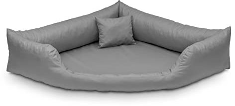 Juelle Orthopädisches Hundebett Eckbett Hundebett mit Orthopädischer Matratze für Mittelhunder, Abnehmbarer Bezug, Maschinenwaschbar, Dakota M-XXL (100x75 cm, Altrosa Popiel), Dunkler Aapfel