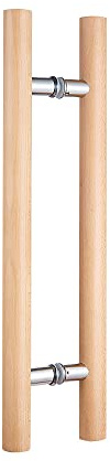 Glass Door Handle 304 Solid Connector,Wood Handle for Sauna Room,Double Sided Push Pull Handle Beech Wood Door Pull, H Shape Door Handle Bar, (Length 24inches, Wood Color(Straight Connector))…