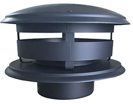 0℃ Outdoor Protector para Chimenea de Pájaros, Acero Inoxidable, Tapa para Tubo de Combustión, Sombrerete Antirrevocante Ajustable en Acero Galvanizado para Estufas y Chimeneas de Leña,Negro,D150mm