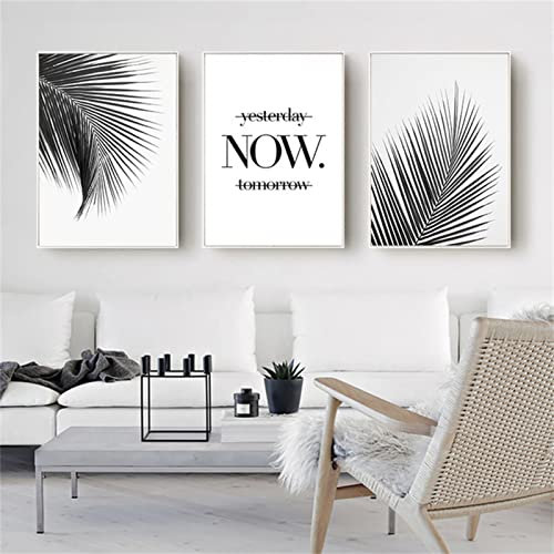 TROYSINC 3er Premium Poster Set, Moderne Schwarz Weiß Bilder, Pflanzen Blätter Leinwandbilder, Blumen Wandposter Wohnzimmer Schlafzimmer Dekor (Stil B,30 x 40 cm)