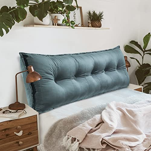 Johnear Rückenkissen für Sofa Rückenlehne Bett Lesekissen, Samt Bücherkissen Großes Lendenkissen Kopfteil Bett Kopfkissen Wandkissen Beinkissen (Grau，160x8x50cm)