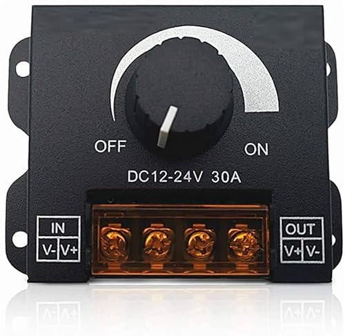 CABLEPELADO Controlador Dimmer de intensidad tira led | Regulador de intensidad para luces | Controlador de Atenuación LED | 12V-24V CC 30A | Apto para Tira de LED de un solo color
