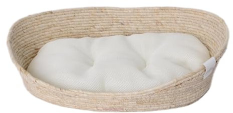 Dehner Premium Lovely Kuschelbett Tiefer Schlaf, 58 x 48 x 18 cm, Naturmaterial/Plüsch, weiß/beige