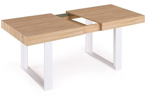 IDMarket Phoenix - Mesa de comedor extensible, para 6-10 personas, madera y color blanco, 160-200 cm