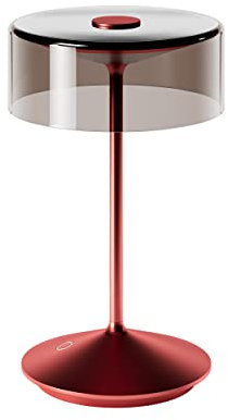 SIGOR Numotion - Dimmbare LED Akku-Tischleuchte Indoor & Outdoor, IP54 spritzwassergeschützt, Höhe 26,5 cm, aufladbar mit Easy Connect, 12 h Leuchtdauer, kirschrot