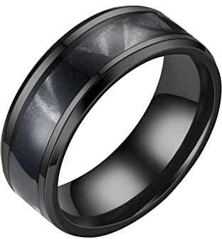 8MM Stainless Steel Rainbow Color Sandblasted Rings Wedding Band Rings For Women Rings For Men Frosted Rings Geometry Rings Size 6 To 13 Pansy Ring (#B-Black, 6)