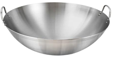 Kichvoe Wok Gusseisen Wok Pfanne Cm Induktion Grillen Pfanne Flacher Chinesischer mit Doppelgriff für Induktion Gas Alle 32 Cm e Mit Griff Edelstahle