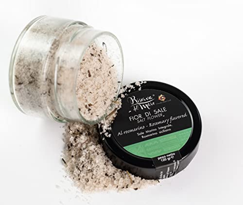 Fior di sale di Trapani (Sicilia) | Fior di Sale integrale Marino | Fior di Sale Aromatizzato | 120g (Rosmarino)