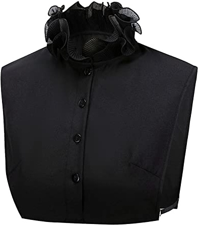 NiceYnn Blusa de media camisa con volantes desmontables para mujer, cuello alto, cuello victoriano, cuello alto para suéteres, vestido sin cuello