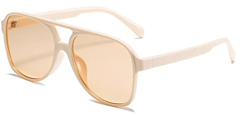 OSAGAMA Vintage Retro Sonnenbrille Gelb Getönte Brille Übergroß Oversize Sunglasses für Damen Herren