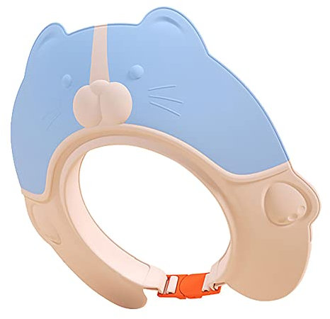 Uposao Duschhaube Kinder,Einstellbare Baby Duschhaube,Cartoon Tier Shampoo Schutz Weiche Kappe Hut Wasserdicht Cap Haare Waschen Kinderschutz Duschhaube für Augen, Ohren und Gesicht,Tiger Blau