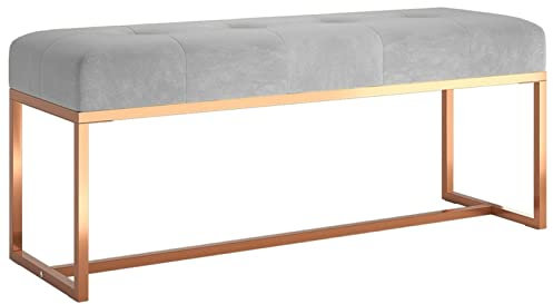 Tidyard Sitzbank Flurbank Truhenbank Polsterbank Multifunktionsbank Bank Bettbank Sitzhocker Klavierbank Schminkbank Fußhocker für Flur Wohnzimmer Schlafzimmer, Grau 110x36x45 cm Samt