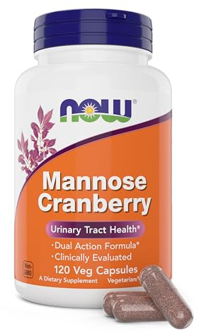 NOW Foods Mannose Cranberry, 120 Veg Capsules - with PAC - 450mg dMannose, 250mg Whole Cranberry - Bladder Cleanse and Urinary Tract Health* - Vegan Friendly Supplement, Non-GMO