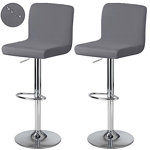 Levoberg - Funda para taburete de bar con respaldo impermeable, funda de silla de comedor giratoria, cubierta de silla alta de bar extensible 2 piezas, color gris oscuro