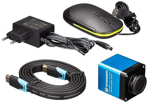 Bresser MikroCam MINI Full HD HDMI Mikroskopkamera Sony IMX307 60 fps | 1920 x 1080 Pixel, HDMI ohne PC, verzögerungsfreies Livebild, Messfunktion, USB Speicher bis 512 GB, Unterricht, Präsentation