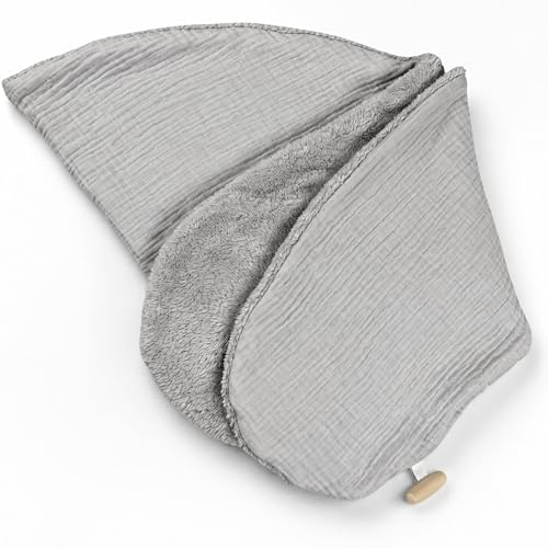 sei Design Stillkissenbezug 4-lagiger Musselin Teddyplüsch XXL 190 x 35 cm Grau – GOTS Bio-Baumwolle – 60°C waschbar