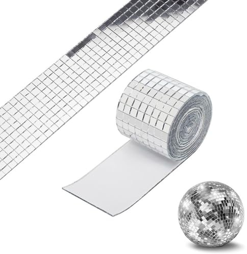 Gfamous Mini Spiegel Mosaik Selbstklebend 4 Rollen Selbstklebende Mini Spiegel Mini Mosaik Spiegelfliesen Spiegel-Mosaik-Fliesen Mini Spiegelmosaiksteine Selbstklebend für Diy Küche Badezimmer Ktv