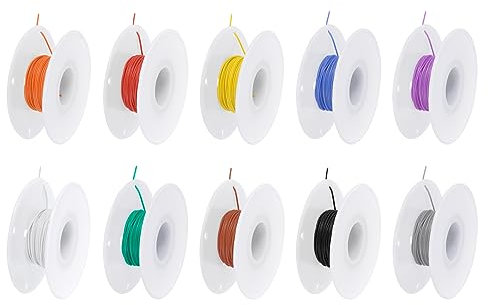 QUARKZMAN 30AWG Kabel Elektrischer Draht 0,05 mm² Verzinntes Kupferkabel 7,5 Meter Stromkabel 10 Farben, Hohe Temperatur Leitung Erdkabel Litzenkabel Verlängerungskabel für Kfz Kabelkanal