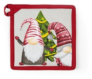 Excelsa Gnomo Friends Topflappen, 20 x 20 cm, Baumwolle gepolstert aus Polyester, mit Knopfloch