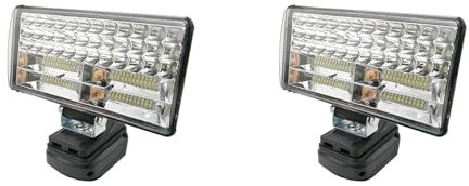 AutoSwan 2X Luces de Trabajo LED Linterna Antorcha Eléctrica Lámpara de Coche para 18V Adaptador de Batería de Iones de Litio BL1815 BL1830-8 Pulgadas