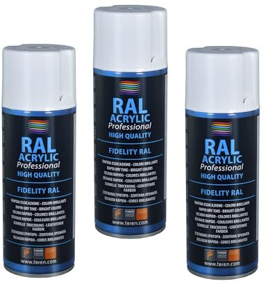 FAREN RAL ACRYLIC, Vernice spray Acrilica 100%, Smalto FIDELITY RAL, Colori Brillanti a Rapida Essiccazione, 400ml (RAL 5013 BLU COBALTO)(3pz)