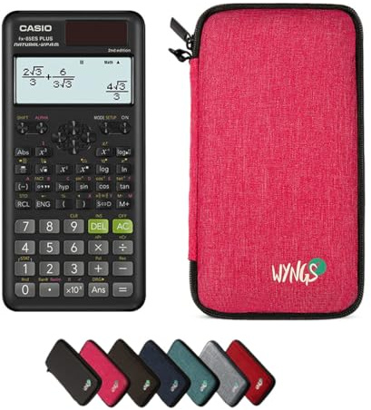Casio fx-85ES Plus 2nd Edition inkl. WYNGS Schutztasche Pink - Wissenschaftlicher Taschenrechner - Basic Set