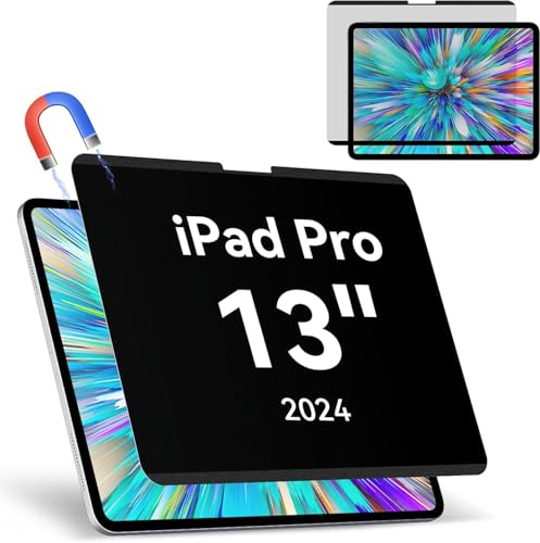 Filtre de Confidentialité pour iPad Pro 13 M4/M5 (2024/2025 7/8eme Gen.) | Magnétique Protection Ecran,Amovible Filtre Anti-Espion/Spy Lumiere Bleue Réutilisable Installation Facile