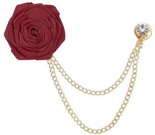 QUARKZMAN Broches à Chaîne Fleur cm, Broche Costume Revers Homme Marié en Alliage Tissu, Chaînes Suspendues de Costumes pour Mariage Dîner Cérémonie,